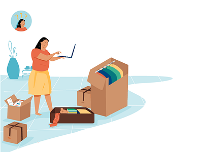 Packing Girl Illustration