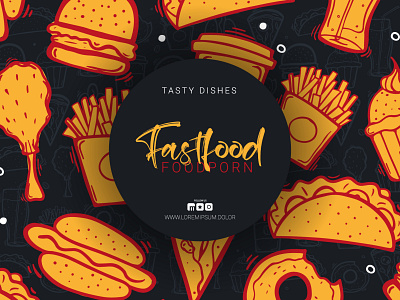 Foodporn illustrationa background branding burger design dishes doodle fastfood food foodporn hand drawn illustration tasty vector