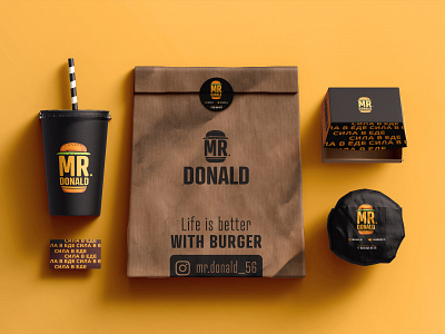 Mr. Donald brand branding burger cafe design fastfood graphic design identity illustration logo logotype restaurant