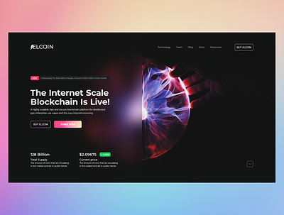 Elcoin - Website Hero Exploration blockchain clean ui coin crypto crypto currency crypto exchange crypto wallet dark design exchange trade trend ui web design