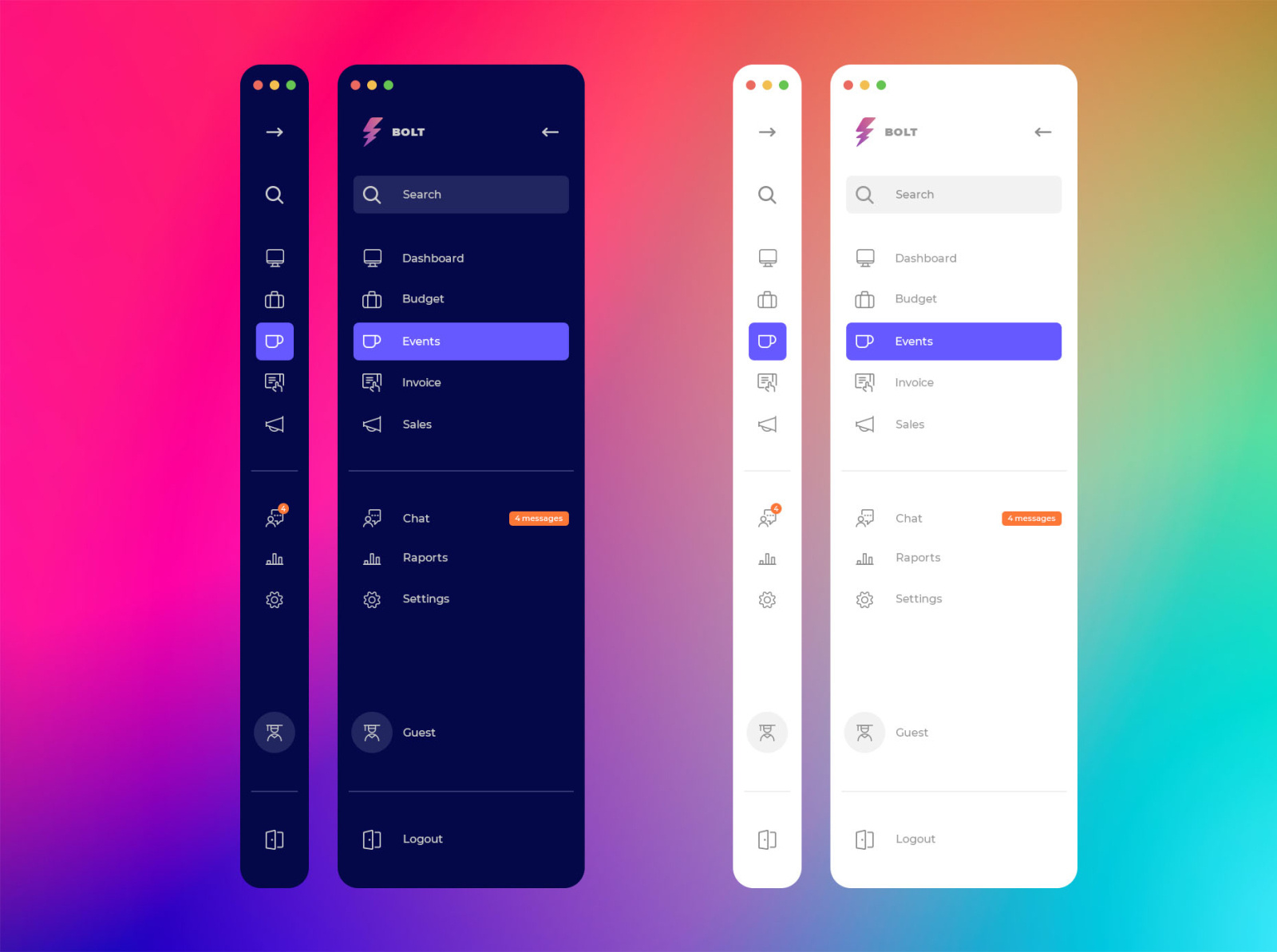 Sidebar Navigation Interface by Lucian Manitiu on Dribbble