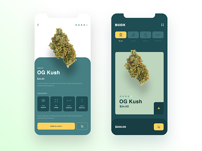 BudX - Weed Concept Shop app app design cannabis cbd design design system e comerce e commerce app e commerce design flat kush marijuana minimal mobile mobile app mobile design product design thc ui ux