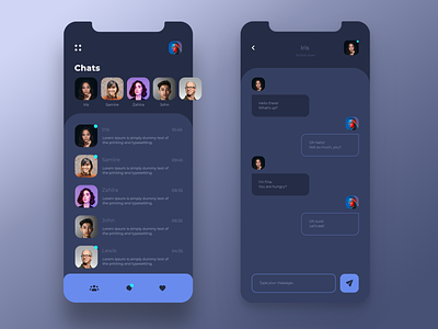 Dark Messenger app chat chat app concept creative dark design design system icons interface messenger mobile mobile design night profile ui user experience user interface ux web design