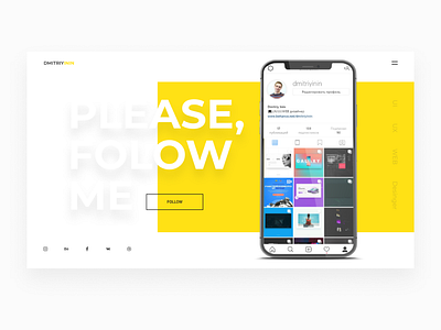 Hi, yellow design figma instagram landing page typography ui ux yellow