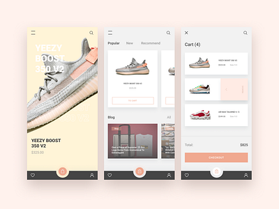 YEEZY BOOST 350 V2 app design design figma shop app sneaker sneakerhead typography ui ux