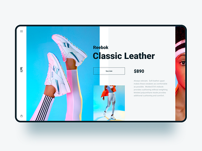 Reebok Classic Leather / Concept page design fashion figma minimalism reebok sneakers typography ui ux web webdesign website design