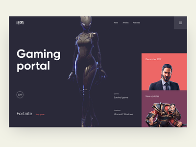 Gaming Portal. Home page concept cyber design figma gaming landing page minimalism typography ui ux web webdesign