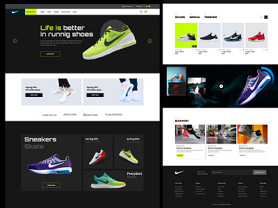 Nike Landing Page Concept adobe photoshop cc branding clean design illustration logo nike shoes typography ui uiux vector web website