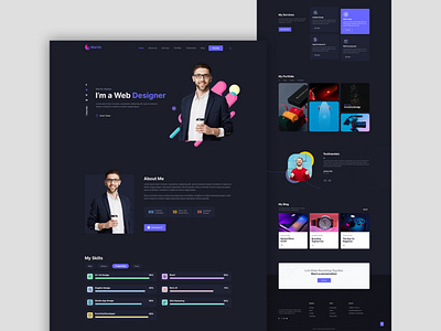 Martin Persona Portfolio landing page Black theme