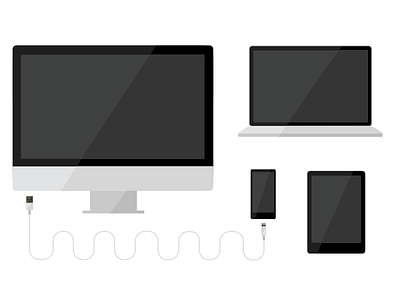 Apple Products apple charger digital illustration flat illustration imac ipad iphone laptop macbook minimalistic