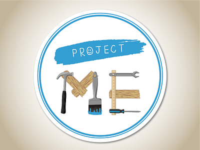 Project Me build construction digital illustration hammer illustration logo paint project project me stamp vector wood