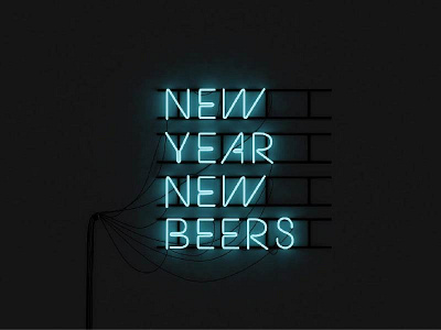 New Year, New Beers 3d alcohol bar beer cinema 4d lighting modeling neon lights new year texture typography