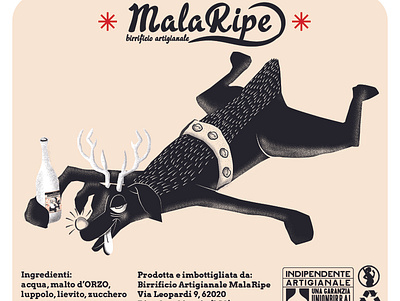 Malaripe Sganassoni RETRO beer beer art beer branding beer label digital art digitalpaint illustration illustration art illustrations nooz reindeer rudolph vector