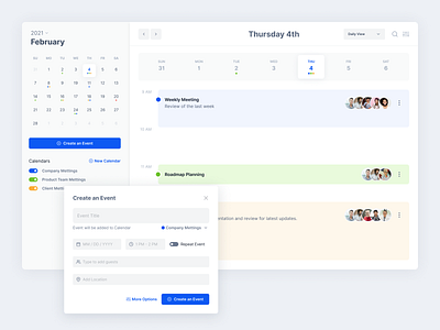 Calendar app - Desktop version app concept calendar calendar app calendar ui clean design clean ui concept desktop app meeting planning schedule ui