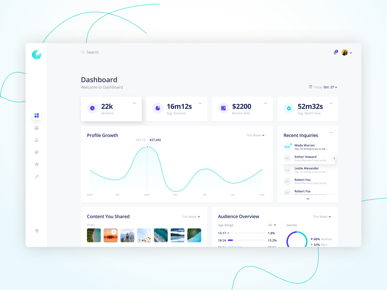 Dashboard blog by Oksana Kifer on Dribbble