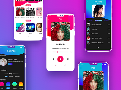 Music Player UI adobexd android android app android app design app branding dark design layout light mockups music music app musicplayer oneplus 6 ui