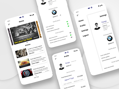 Automobile Service and Guide App adobexd android android app design app automobile car service ui