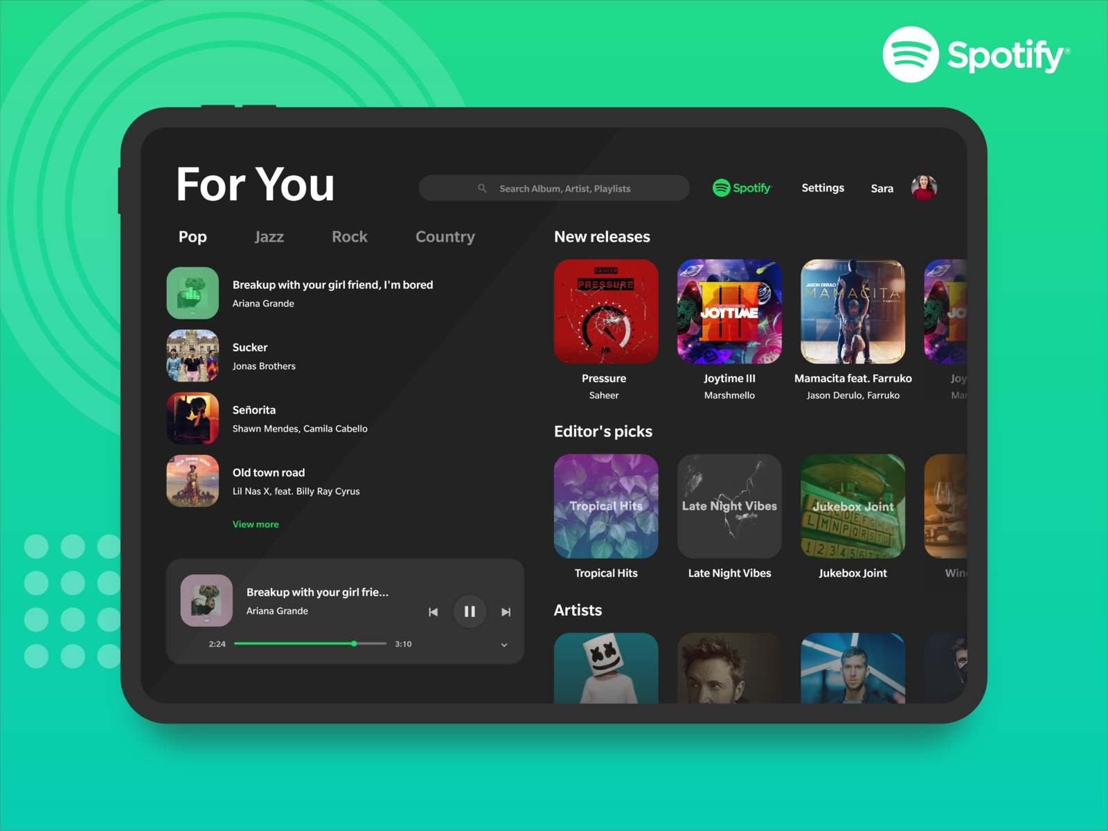 Spotify Redesign for iPad by Gowtham Gunasekaran on Dribbble