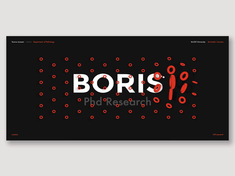 Boris Cancer Research - webdesign cancer front end landing page mcgill montreal phd portfolio research three.js university web webdesign