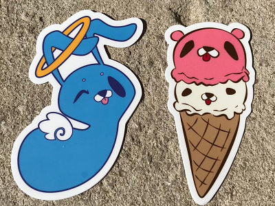 Yuki Stickers angels brand cute halo ice cream ice cream cone illustration oc original character sticker stickermule