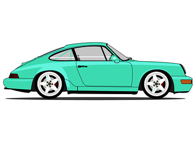 Porsche 911 (964) mint green illustration