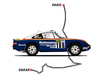 Porsche 959 Paris-Dakar (1985) illustration 80s 959 automotive cars figma illustration oldtimer porsche vector vehicle wheels