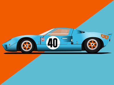 FORD GT40 (1968) Gulf illustration 40 automotive cars figma ford gt gulf illustration lemans nostaliga oldtimer vector vehicle wheels