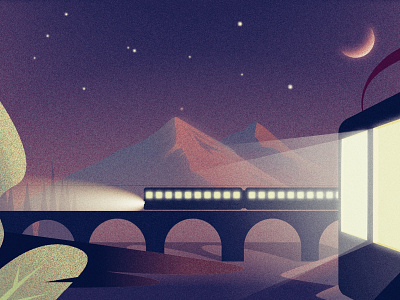 A train heading for the distance illustration 插图