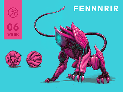 FENNNRIR ball cool design dog dribbble dribbbleweeklywarmup fenrir illustration monster myth robot