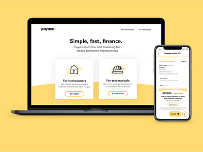 Payaca - fast finance for tradespeople and their customers adobe xd app app design branding bristol design icon icon design icons illustration landing page ui ux vector web website