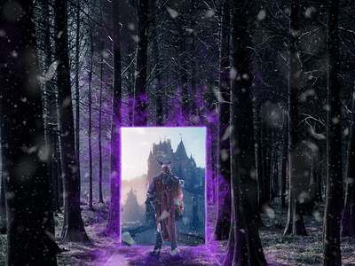 Go home compositing composition design forest magical door medieval montage neon light photoshop viking vikings