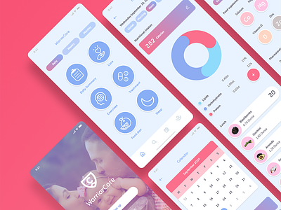 Healthcare App Template adobexd colorful design design app free free for commercial use freebie freebies healthcare inspiration interface iphone mobile app mobile ui mockup screens template userinterface warriorcare