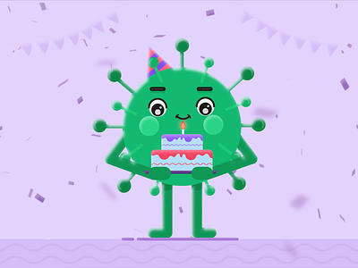 Happy Corona B-day after affects animation2d birthday character design coronavirus covid 19 flat design illustration vector motion design motiongraphics