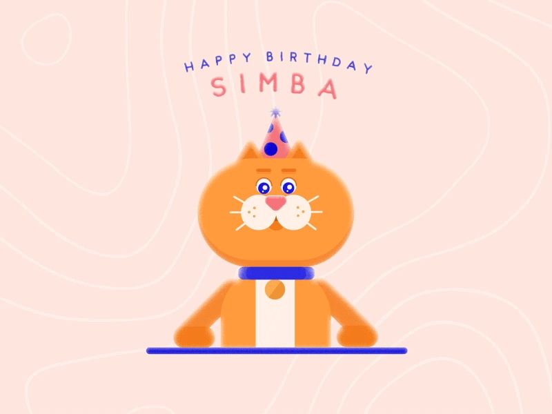 Happy Birthday Simba animation2d cat animation cat birthday character design flat design illustration vector motion design motiongraphics