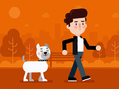 7 días Rabia Animal animation2d character design dog flat design illustration vector motiongraphics park parking running cycle