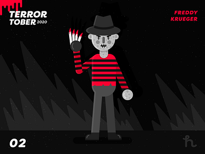 02. Freddy Krueger - Terrortober2020 a nightmare on elm street characterdesign flat design freddy krueger horrormovies terrormovies