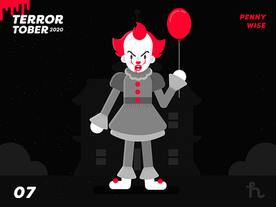 07. Pennywise - Terrortober2020 character design clown flat design illustration illustration vector it motion design pennywise