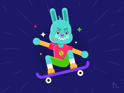 Skater bunny bunny character design flat design illustration illustration vector motion design skater skating