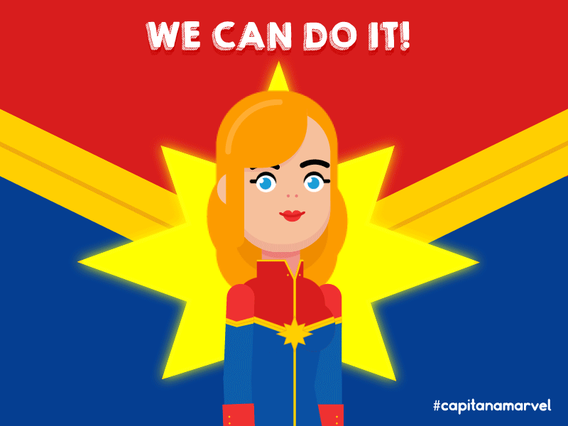 We can Do It! - Captain Marvel woman day brie larson captain marvel motiongraphics flat design animation2d illustration character design