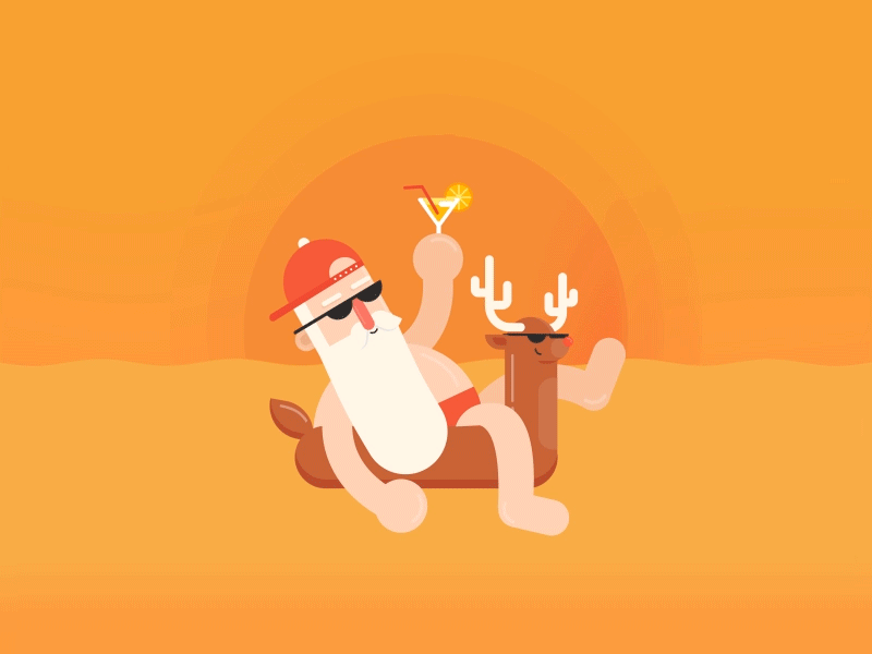 Summer christmas after effects animation2d beach character design merrychristmas motion design motiongraphics summer