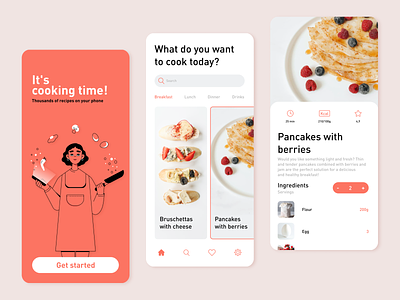 Recipe search app characters chef cook cooking culinary food food app illustration kitchen meal ui