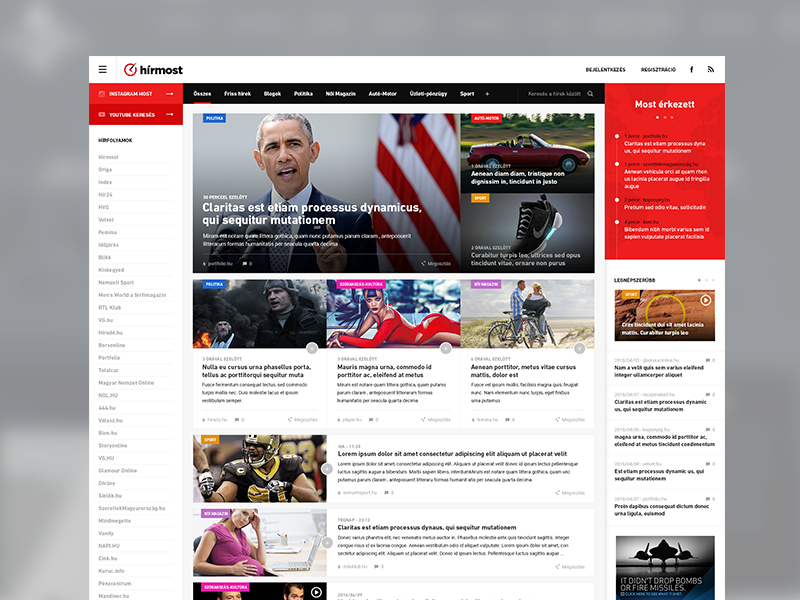 Hírmost desktop layout by Sandor Beres on Dribbble