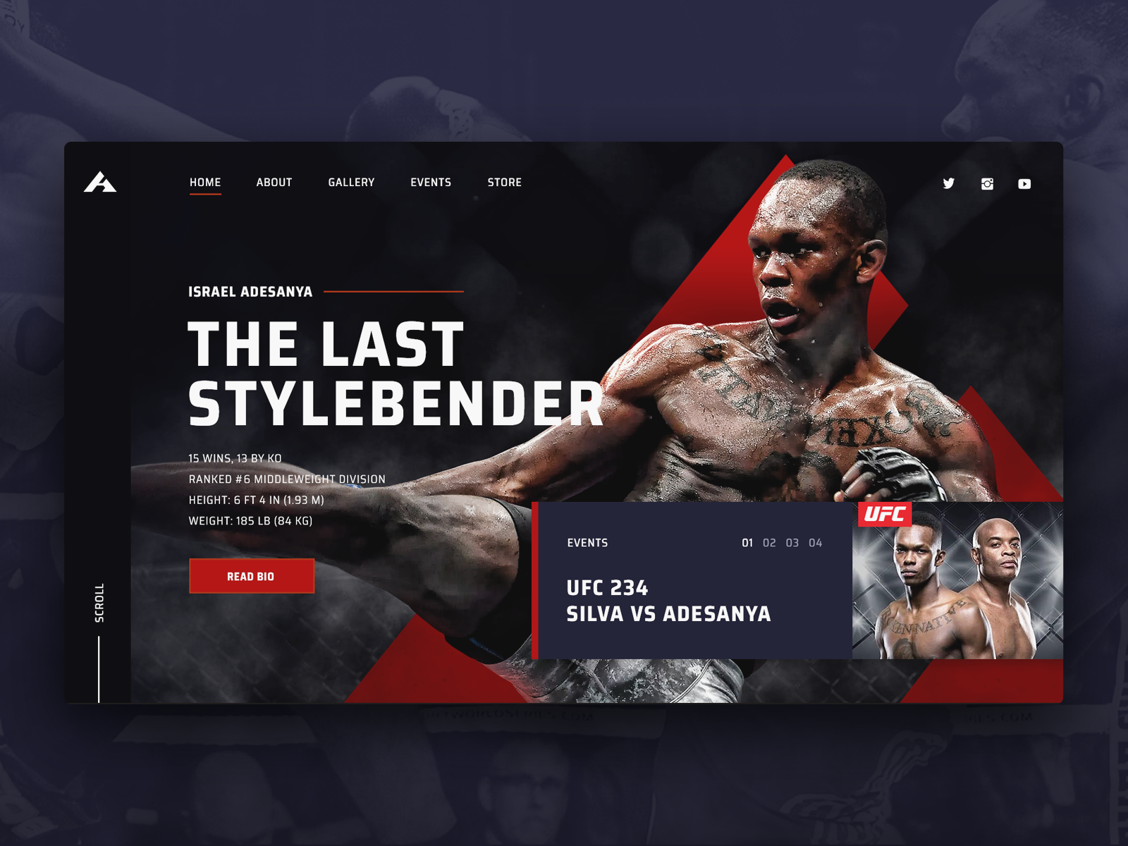 Israel "The Last Stylebender" Adesanya homepage concept by Sandor Beres