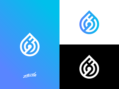 "H2O" + Water Droplet Monogram brand branding design icon illustration illustrator lettering logo monogram typography vector