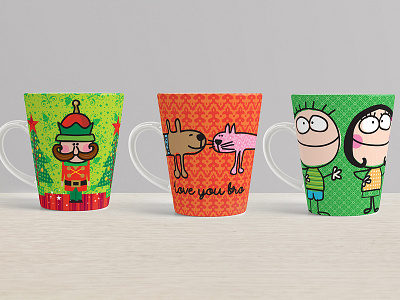 Mugs for kids crockery design illustration