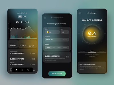 Crypto mining app app bank crypto dailyui design mobile nft ui