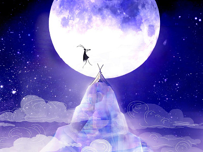 Mountain top digitalart digitalillustration drawing fairytale fantasy game gamedesign illustration illustration art moon mountain