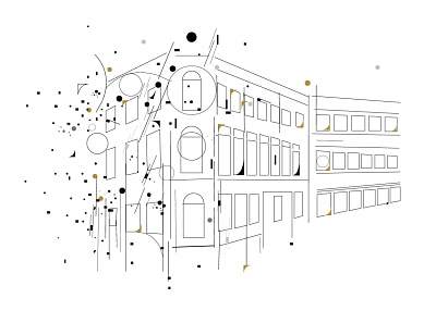 Drawing of school building geometry graphicdesign illustration lineart modern school