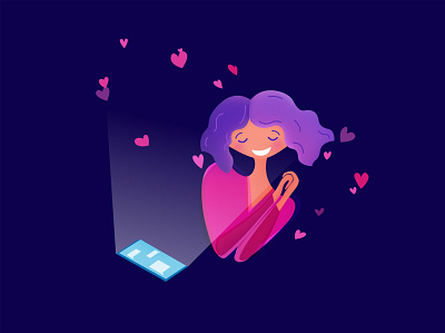 Love Messaging blushing girl girl with phone human illustration illustation love messaging messaging messenger people illustration startup illustration website illustration