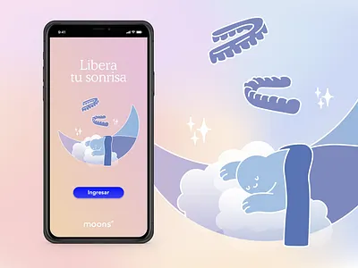 Moons app aligners braces branding dental gradient illustration pastel color ui ui illustration